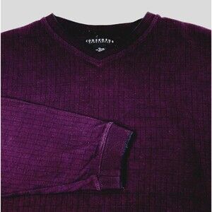 Consensus Sweater Sweatshirt Ribbed Purple XL V-Neck Pullover Cotton Preppy Y2K